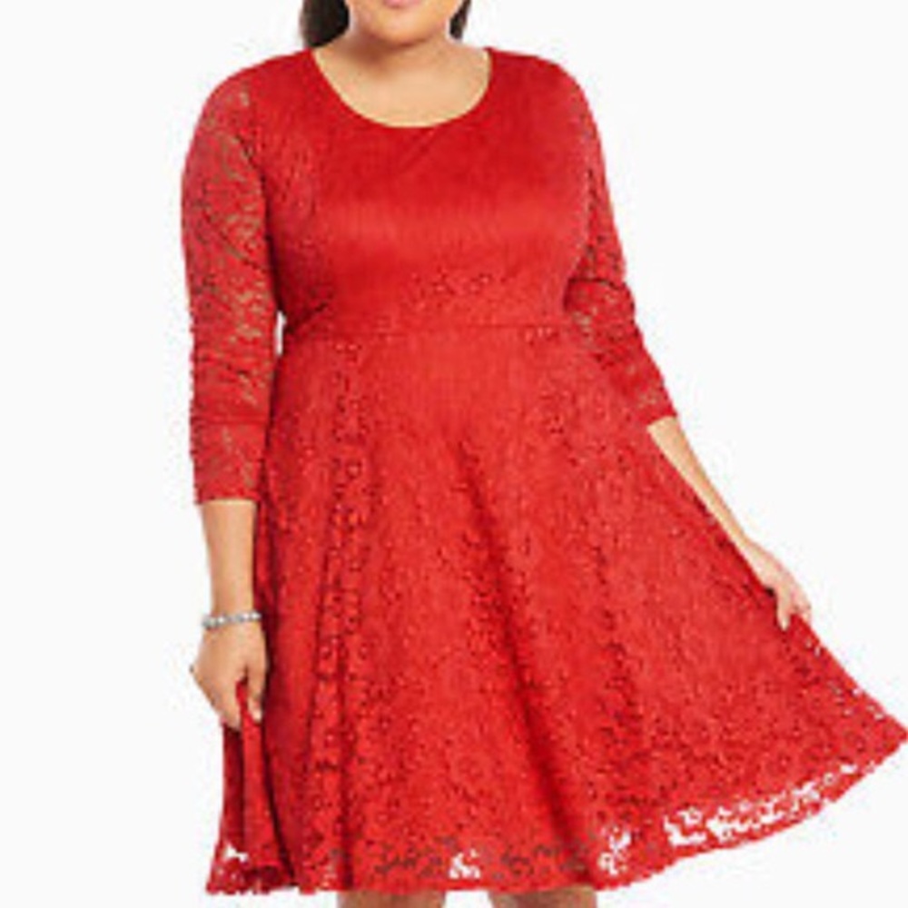 BLACK FRI❤️🎄Torrid Red Lace Fit&Flare Dress Sz 3